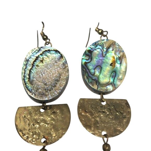 Handmade Abalone Statement Earrings - Picture 2 of 4